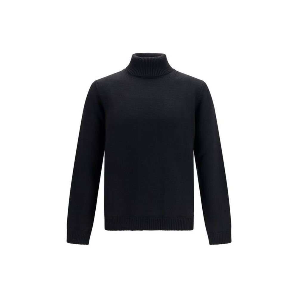 Roberto Collina Black Wool Oves Aries Men's Turtleneck